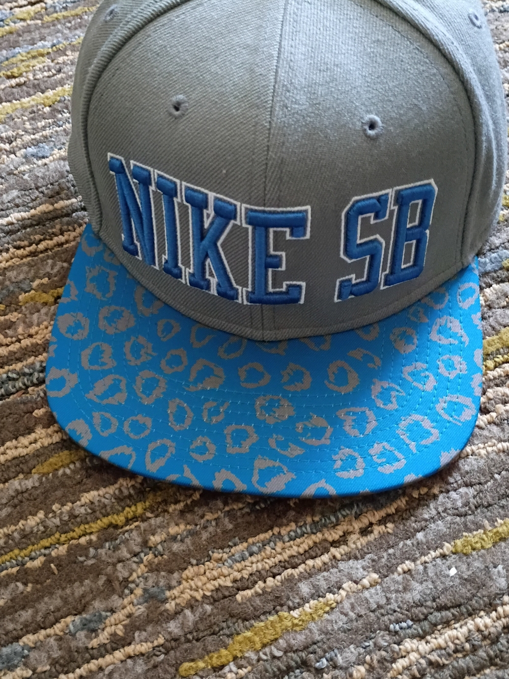 Nike SB Grey Snapback with Blue Leopard Brim